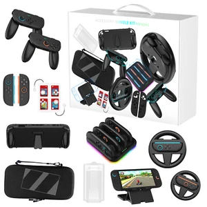 For Nintendo Switch 2 Steering Wheel+Grip+Charging Base+Bag+Stand+Tempered Film - Picture 1 of 20