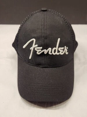 Fender Light Silver Thread Logo Snapback Adjustable Black Trucker Hat One Size - Image 1 of 4