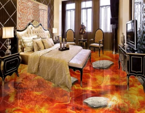 3D Red Flame Stones 86 Floor WallPaper Murals Wall Print Decal AJ WALL CA Lemon - Picture 1 of 6