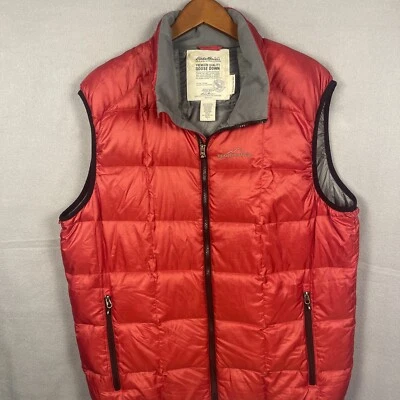 Eddie Bauer Goose Down Puffer Vest Men’s Large Red Ripstop Hiking Outdoor - Image 1 of 4