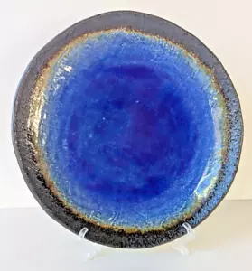 Sushi Plate Kotobuki Japan Crackle Glaze Stoneware Blue 9.5 in Pottery Asian - Picture 1 of 7
