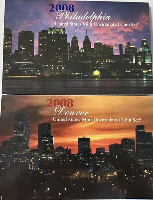 2008 US MINT DENVER & PHILADELPHIA UNCIRCULATED COIN SET - NEW IN BOX - Image 1 of 4