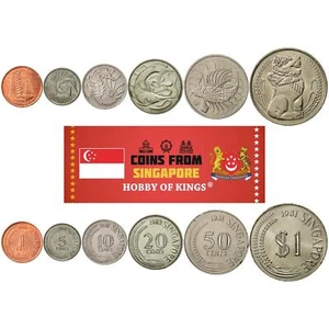 Singapore | 6 Coin Set | 1 5 10 20 50 Cents 1 Dollar | Swordfish | 1976 - 1985 - Picture 1 of 2