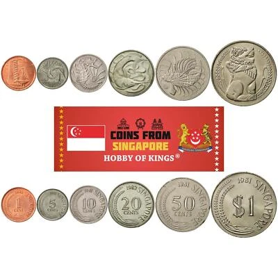 Singapore | 6 Coin Set | 1 5 10 20 50 Cents 1 Dollar | Swordfish | 1976 - 1985 - Image 1 of 2