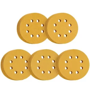 5In 8 Hole Hook Loop Sanding Discs Sandpaper 40-1000 Grits Gold Round Sandpaper - Picture 1 of 83