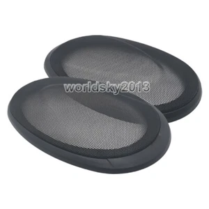 Cubierta de parrilla de altavoz de 6""x9"" pulgadas círculo decorativo de audio malla metálica negra #1 - Imagen 1 de 7