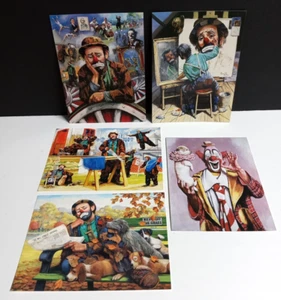 Lotto cartoline oversize pubblicitarie pagliacci Emmett Kelly Lou Jacobs Leighton Jones - Foto 1 di 8