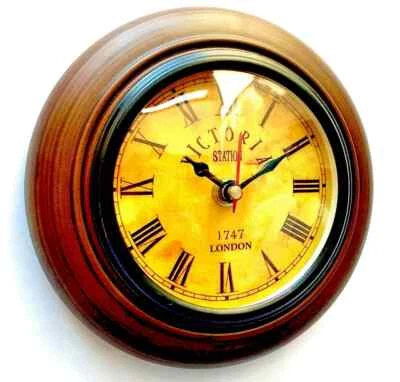 Reloj Victoria Station 1747 Hecho a Mano 6" Reloj de Pared Madera para Oficina en Casa Foto 1 de 4