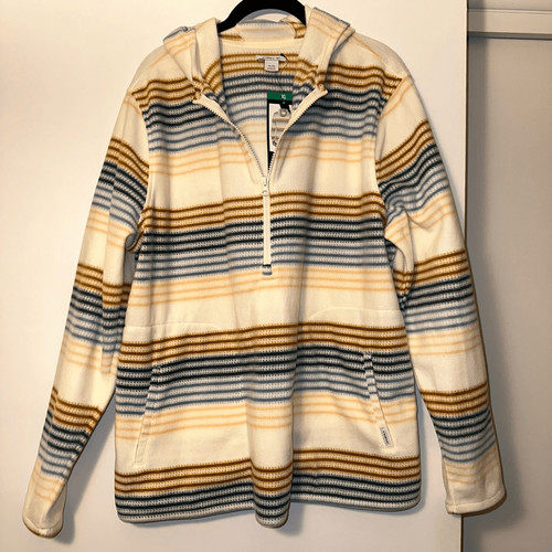 OFF WHITE Felpa donna O’Neill mezza zip panna neutra a righe pile polare XL NUOVA CON ETICHETTE