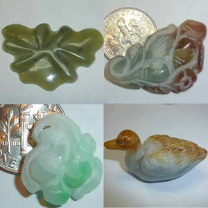 Natural Jade Fruit Blossom Leaves Carvings - Picture 1 of 15