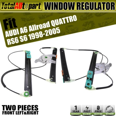 Reguladores de ventana eléctrica sin motor 2 piezas para Audi A6 1998-2004 RS6 S6 parte delantera Foto 1 de 4
