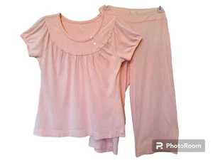 ND Intimates Damen S Pfirsich Rosa 2-teiliges Capri Bein Kurzarm Weich Pyjama Set - Bild 1 von 9