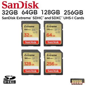 SanDisk SDXC Memory Card Extreme SD SDHC 32GB 64GB 128GB 256GB UHS-I  U3 V30 4K