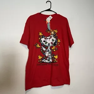 Peanuts Snoopy & Woodstock in Lights sz Large T-Shirt Red Y2K Christmas Friends - Picture 1 of 6