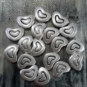 Tibetan Style Heart, Antique Silver, 10x13x4mm, 25 pce,Free Postage - Picture 1 of 3