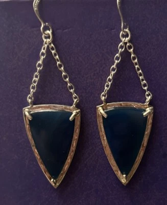 Studio Barse sterling silver overlay bronze blue Agate dangle earrings - Image 1 of 4