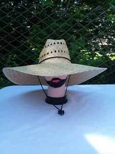 18 1/2 x 20 ''Fisherman Wide Brim Straw Sun Hat, Sombrero de Palma Para Trabajo  - Picture 1 of 9