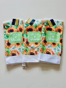 Home Collection CHOOSE TO SHINE Sunflowers Kitchen Towels 15" x 25" Set of 3 NWT - Picture 1 of 1