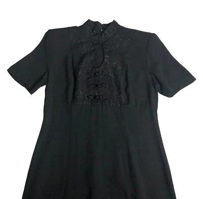 Vestido Vintage Y2K SL Moda 8 Negro Maxi Cerradura Bordado Palanca Oriental Foto 1 de 4