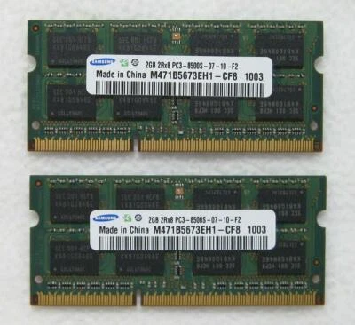 4GB (2x2GB) 2Rx8 PC3-8500S-07-10-F2 DDR3 Samsung M471B5673EH1-CF8 1003 Sony Vaio - Image 1 of 4