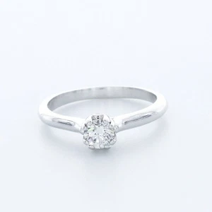 0.6 CTW NATURAL DIAMOND E/SI1 ROUND CUT 14K WHITE GOLD PRONG CLASSIC ACCENT RING - Picture 1 of 1