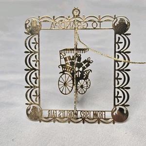 Goldfarbene Metall Weihnachtsschmuck Kutsche 1982 Weltausstellung, Knox TN Opa  - Bild 1 von 6