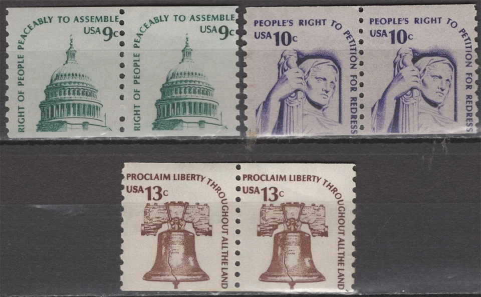 SC# 1616-18 - 1975 Americana Series - 9¢, 10¢ & 13¢ Coil Pair - Mint NH - Image 1 of 1