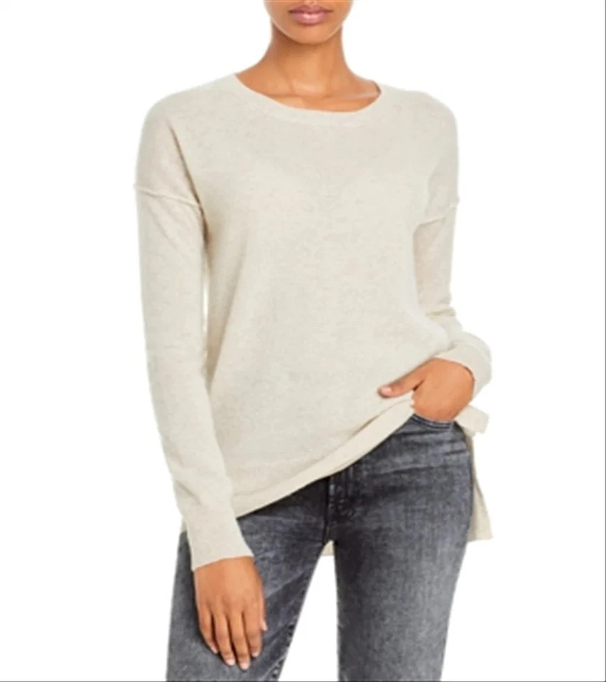 AQUA Cashmere High Low Crewneck Sweater - Cream - XS Retails:  $178 - Image 1 of 4