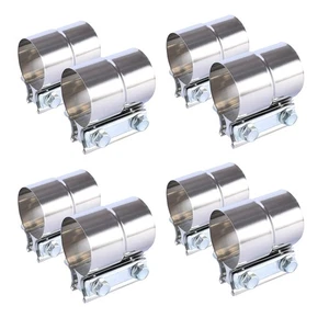 Abrazadera de banda de escape de acero inoxidable de 8 piezas Junta de regazo de paso para tubo silenciador Catback - Imagen 1 de 10