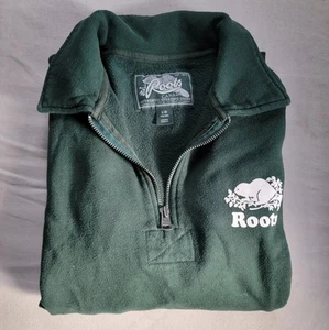 Roots Canada Beaver. Three Quarter Zip Sweatshirt. Size Large. Green - Picture 1 of 2