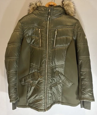 Women's Michael Kors Faux-Fur-Trim Mixed-Media Puffer Coat Size 3X - Image 1 of 4