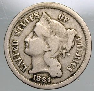 1881 3 Three Nickel - Fine !! - Picture 1 of 2