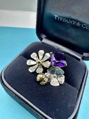 Anillo Tiffany & Co. Nuevo Talla 6 Love Bug Ladybug Amatista Oro 18k y Esterlina Foto 1 de 4