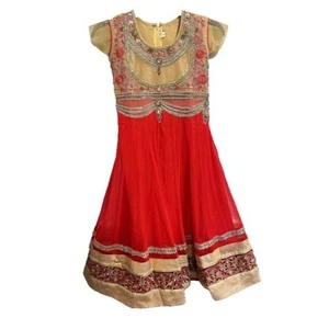 indian pakistani youth girls dress top only 30 embroidered sequins red gold - Picture 1 of 7