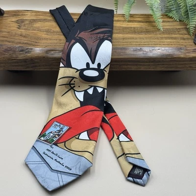 复古 Looney Tunes 邮票收藏美国邮政领带 1997 年塔斯马尼亚魔鬼 Taz — 第 1/4 张图片