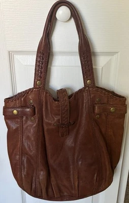 Vintage Lucky Brand Italian Lamb Leather Boho Shoulder Bag Cognac HippieY2K 90s - Image 1 of 4