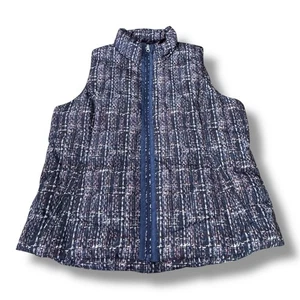 Lands' End Blue Full Zip 600 Hyper Dry Down Puffer Winter Vest Women’s Size L - Picture 1 of 12