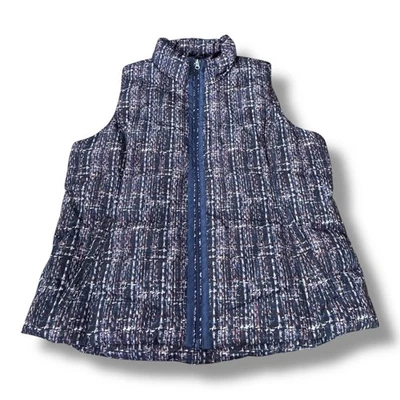 Lands' End Blue Full Zip 600 Hyper Dry Down Puffer Winter Vest Women’s Size L - Image 1 of 4