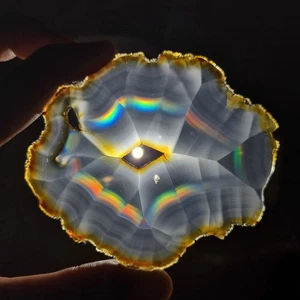 100.00 Ct Lovely Rainbow Iris Agate Slice, Top Quality Indonesia Iris Agate Slab - Picture 1 of 6