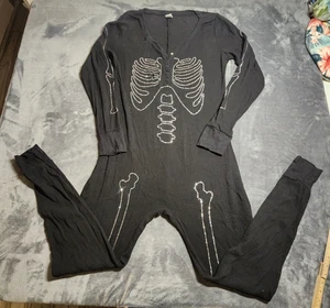 Victorias Secret Pajamas Womens Extra Large Black Rhinestone Skeleton Z* - Picture 1 of 9