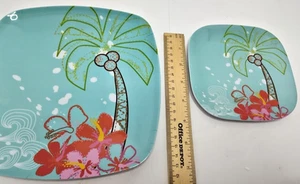 Tropical Paradise Great American Plastic Piatti Piccoli e Grandi Set di 8 Quadrati - Foto 1 di 7