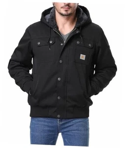Men's Fit Relaxed Work Coat Fleece Lined Waterproof Workwear Winter Large Black - Picture 1 of 7