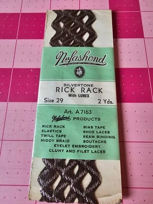 Nufashond Vintage Rick Rack Deep Brown Silver Metallic Art. A 7163 2 Yards EACH - Image 1 of 3