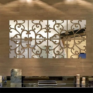 3D Mirror Wall Stickers, Acrylic Square Geometric Pattern DIY Art Decals, Sel... - Picture 1 of 9