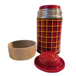 Vintage American Thermos Plaid 1 Pint 1970's Made in The USA 1 Pint 7" Tall - Picture 1 of 8