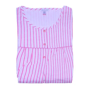 Long Sleeved Nightie Slenderella Womens Striped Cotton Luxury Nightdress Ladies - Picture 1 of 13