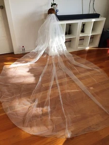 NEW 5m 2 tier layer wedding dress tulle veil with comb - Picture 1 of 1
