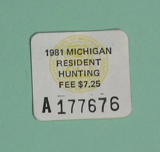 1981 Michigan DNR Resident Hunting License Permit Stamp...Free Shipping! - Image 1 of 1