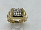Men's 10kt Yellow Gold 12mm Wide Diamond Cluster Ring Size 10 /12 