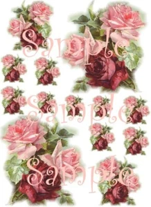 Shabby Victorian Roses 3 Waterslide Decals - Picture 1 of 1